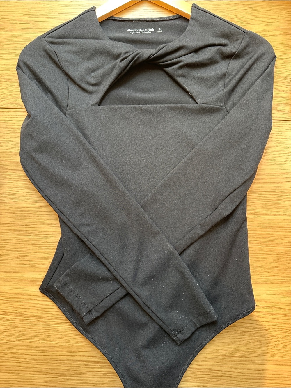Abercrombie & Fitch Black Long-Sleeve Twist-Detail Bodysuit